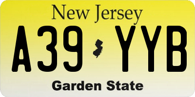 NJ license plate A39YYB