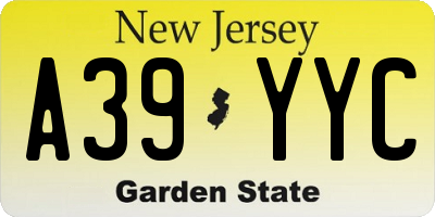 NJ license plate A39YYC