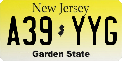 NJ license plate A39YYG
