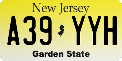 NJ license plate A39YYH