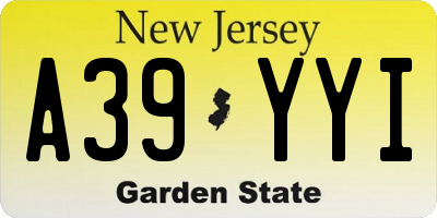 NJ license plate A39YYI