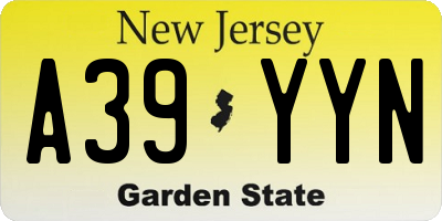 NJ license plate A39YYN