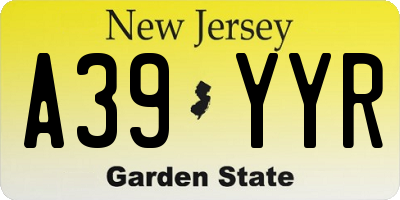 NJ license plate A39YYR