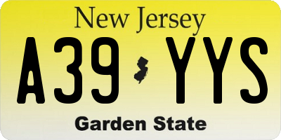 NJ license plate A39YYS