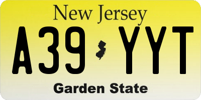 NJ license plate A39YYT