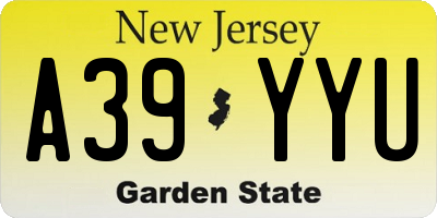 NJ license plate A39YYU