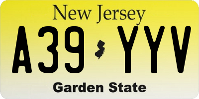 NJ license plate A39YYV