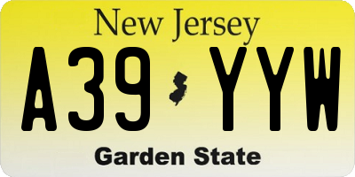NJ license plate A39YYW