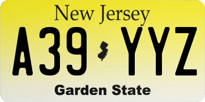 NJ license plate A39YYZ