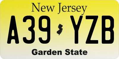 NJ license plate A39YZB