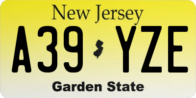 NJ license plate A39YZE