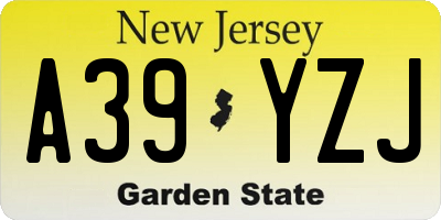 NJ license plate A39YZJ