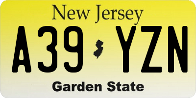 NJ license plate A39YZN