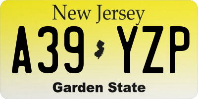 NJ license plate A39YZP