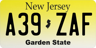NJ license plate A39ZAF