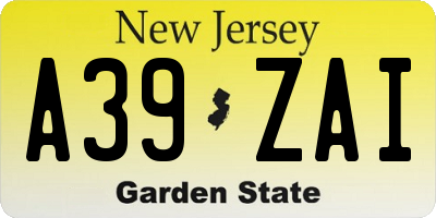 NJ license plate A39ZAI