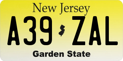 NJ license plate A39ZAL