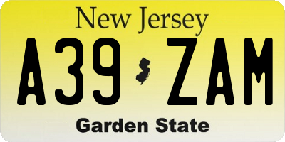 NJ license plate A39ZAM