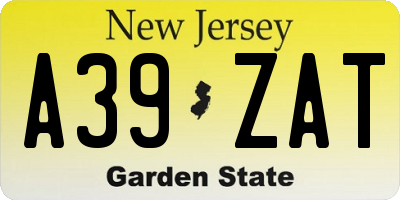 NJ license plate A39ZAT