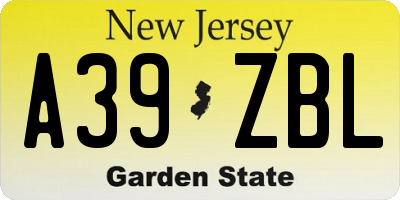 NJ license plate A39ZBL