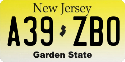 NJ license plate A39ZBO