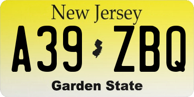 NJ license plate A39ZBQ