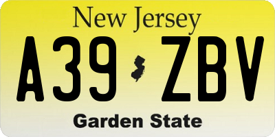NJ license plate A39ZBV