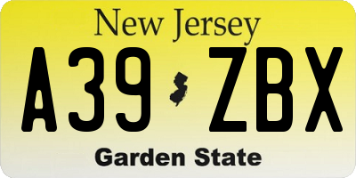 NJ license plate A39ZBX