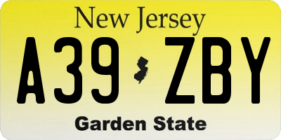NJ license plate A39ZBY