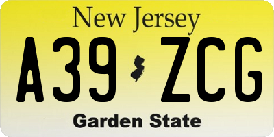 NJ license plate A39ZCG