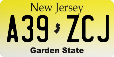 NJ license plate A39ZCJ