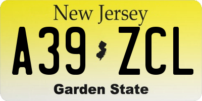 NJ license plate A39ZCL
