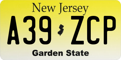 NJ license plate A39ZCP