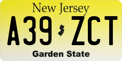 NJ license plate A39ZCT