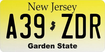 NJ license plate A39ZDR