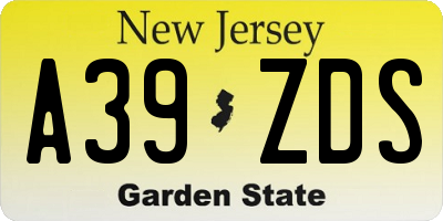 NJ license plate A39ZDS
