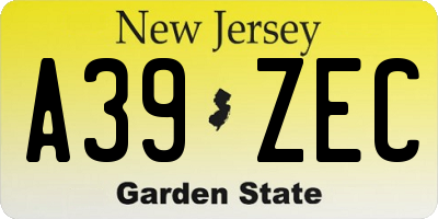 NJ license plate A39ZEC