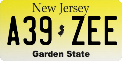 NJ license plate A39ZEE