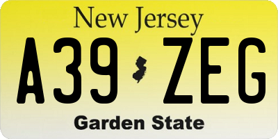 NJ license plate A39ZEG