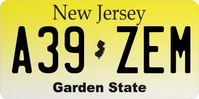 NJ license plate A39ZEM