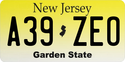 NJ license plate A39ZEO