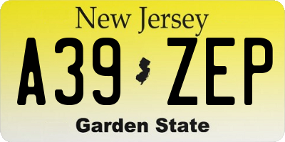 NJ license plate A39ZEP