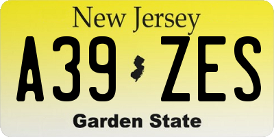 NJ license plate A39ZES
