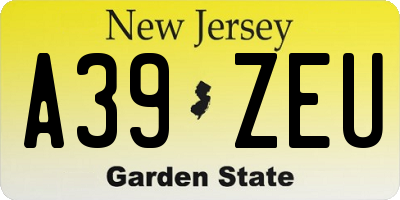 NJ license plate A39ZEU
