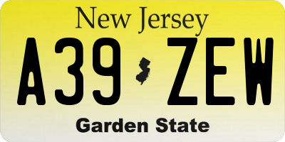 NJ license plate A39ZEW