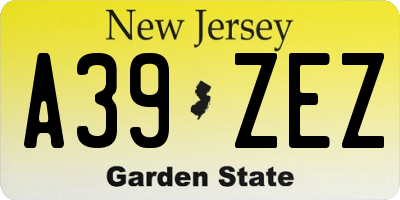NJ license plate A39ZEZ