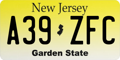 NJ license plate A39ZFC