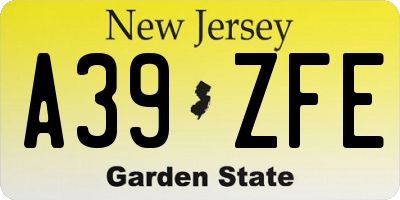 NJ license plate A39ZFE