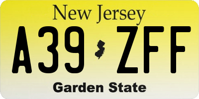 NJ license plate A39ZFF