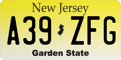 NJ license plate A39ZFG